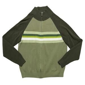 Vintage Y2K‎ 2000s Mossimo Men’s Matcha Green / Moss Green Zip Up Sweater - M